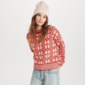 THE GREAT. Red and White Geometric Sweater